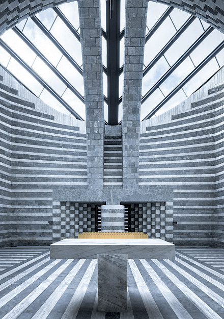 bergkirche, mario botta, mogno, kirchenraum, altar